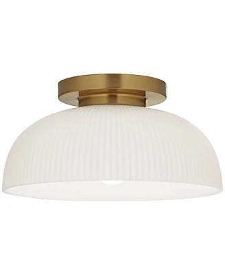 Possini Euro Novia 14"W Brass Ceiling Light with White Glass - Possini Euro Design