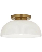 Possini Euro Novia 14"W Brass Ceiling Light with White Glass - Possini Euro Design