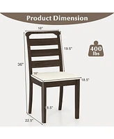 Polyester Upholstered Wooden Dining Chair Set of 2