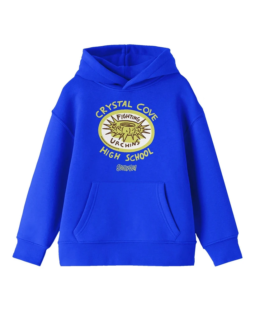 Scooby Doo Boys Crystal Cove High School Badge Long Sleeve Royal Blue Youth Hooded Sweatshirt-xl