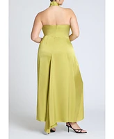 Eloquii Plus Size Halter Neck Satin Maxi Dress
