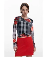 Desigual Women's Vichy tulle fruit T-shirt