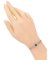 Black Spinel & Sterling Silver Borobudur Oval 5mm Chain Bracelet, Large 8.0 in