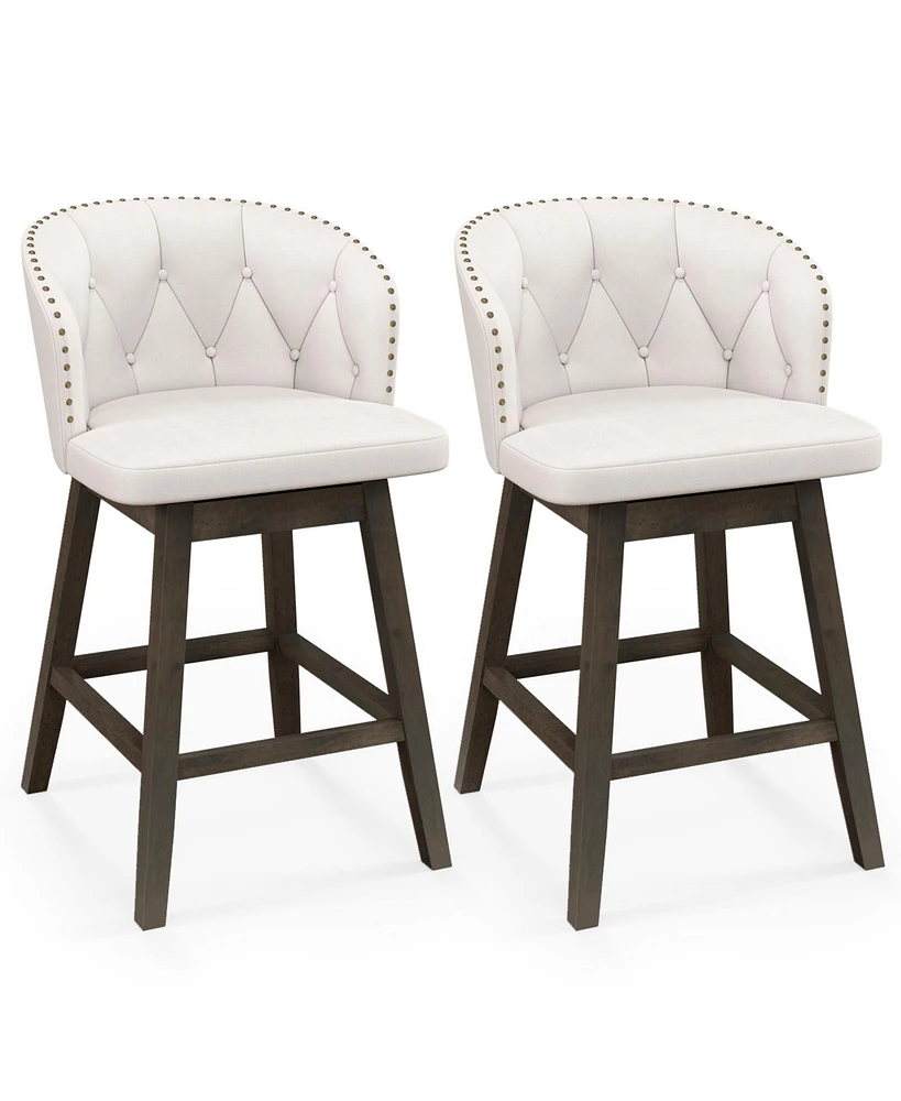 Set of 2 Counter Height Fabric Upholstered Bar Stools Stylish and Comfortable Seating for Kitchen or