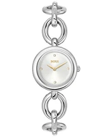 Hugo Boss Women's Live Quartz Slim Silver-Tone Stainless-Steel Watch, 28mm
