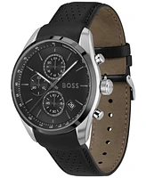 Hugo Boss Men's Grand Prix 44 Quartz Chronograph Leather Watch