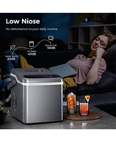 Kismile Ice Makers Countertop,28Lbs/Day,Collapsible Portable Countertop Ice Maker Machine with Handle, 2 Sizes of Ice Cube,9 Pcs/7 Mins,Small Ice Make