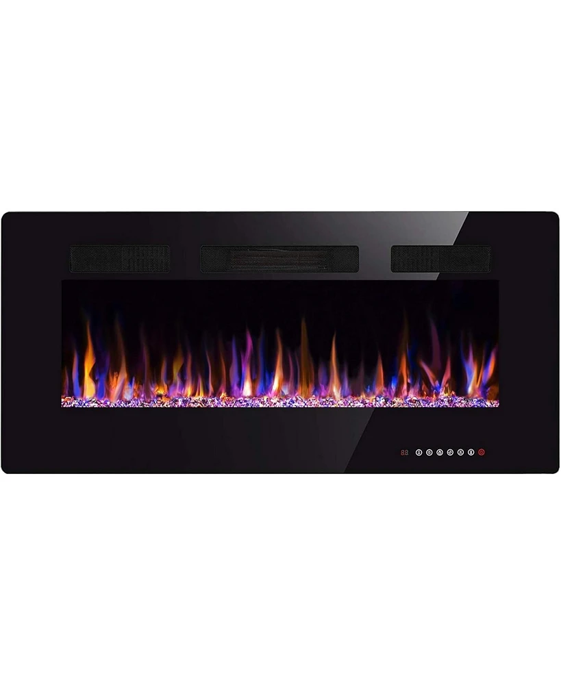 Kismile Electric Fireplace inch Recessed and Wall Mounted,The Thinnest FireplaceLow Noise, Fit for 2 x 6 Stud, Remote Control with Timer,Touch Screen