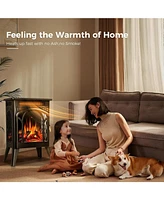 Kismile Electric Fireplace, 1500W infrared heater with 3D flame effect, remote control, 8-hour timer, and 5100 Btu heating. Ideal for freestanding use