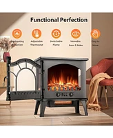 Kismile Electric Fireplace Heater, 20" Infrared Fireplace Heater 1000/1500W, 3D Realistic Flames Effect, Etl Certificated, Adjustable Flame Brightness