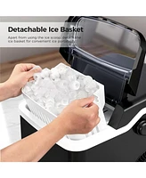 Kismile Ice Makers Countertop,28Lbs/Day,Collapsible Portable Countertop Maker Machine with Handle, 2 Sizes of Cube,9 Pcs/7 Mins,Small Make