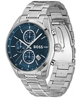 Hugo Boss Men's Grand Prix 44 Quartz Chronograph Silver-Tone Stainless-Steel Watch, 44.50mm