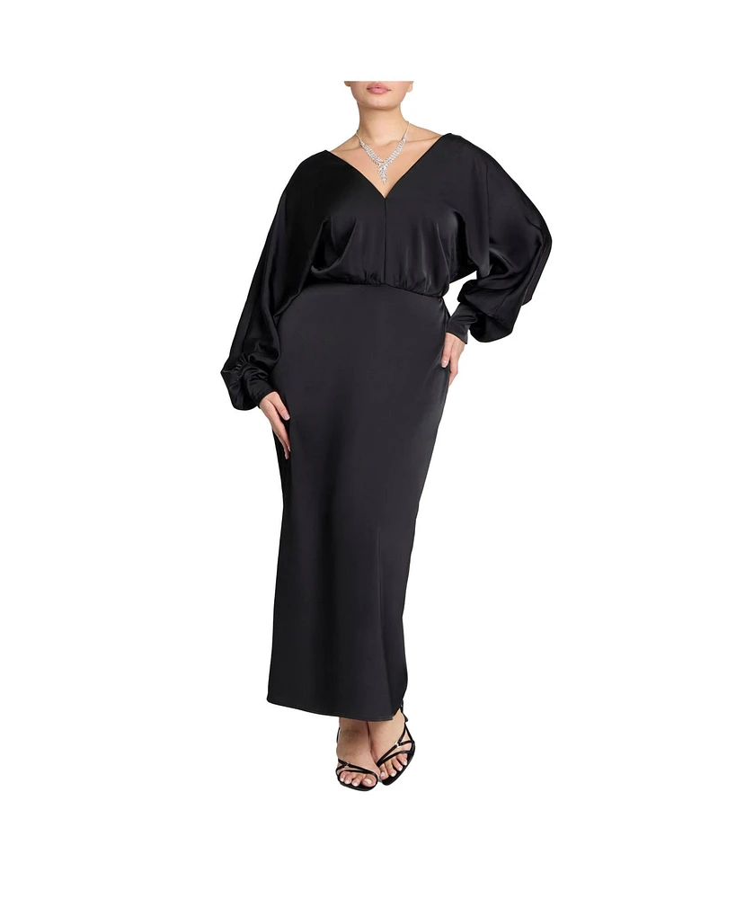 Eloquii Plus Dramatic Sleeve Satin Column Dress