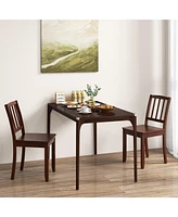 Wood Dining Chair Set of 2 with Rubber Legs