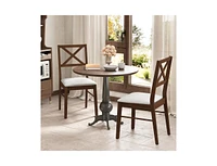 Upholstered Side Dining Chairs Set of 2 with Rubber Wood Frame
