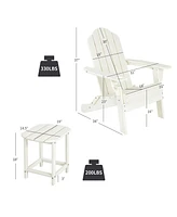 Gymax 3PCS Patio Adirondack Chair & Side Table Set Weather Resistant w/ Cup Holder