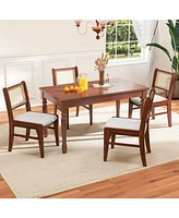 Wooden Kitchen Chairs with Cane Back Rubber Wood Frame and Padded Seat