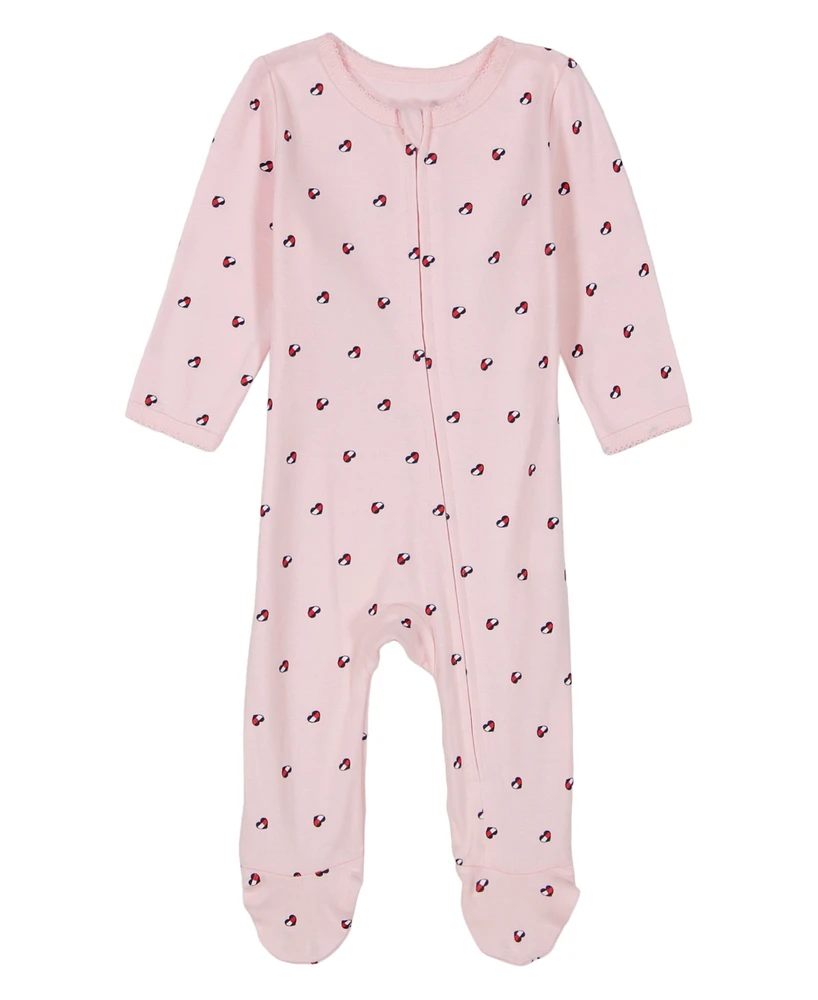 Tommy Hilfiger Baby Girl One-Piece Heart Flags Footed Coverall