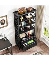 Tribesigns 2 Drawer File Cabinet Filing Cabinet with Shelves Tall Vertical Filling Cabinet for Letter/Legal/A4 Size File, Printer Stand with Storage S