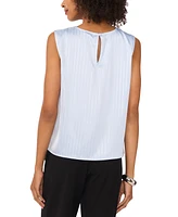 Vince Camuto Women's Metallic Striped Sleeveless Crewneck Top