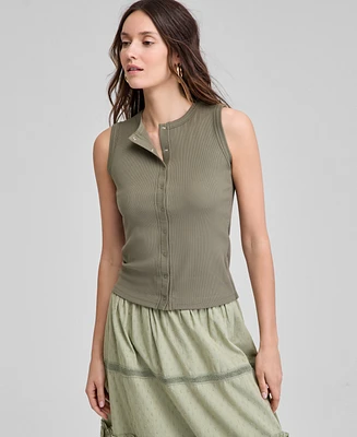 And Now This Petite Snap-Front Rib-Knit Tank, Exclusively at Macy's