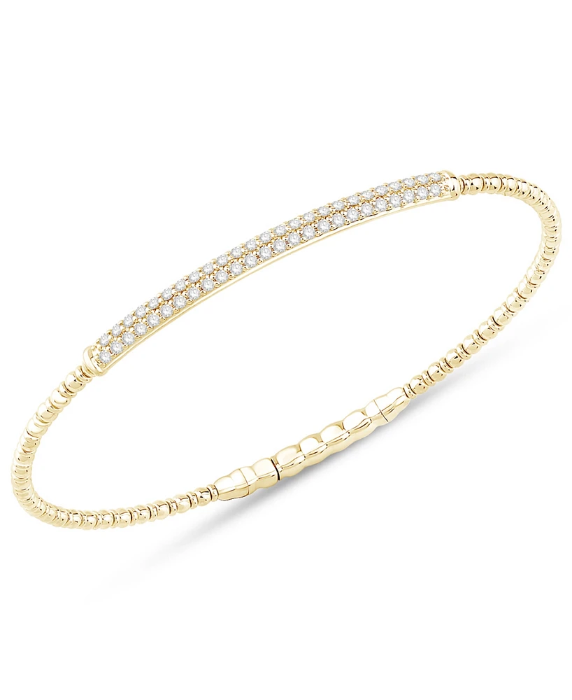 Diamond Double Row Pave Flexible Bangle Bracelet (1/2 ct. t.w.) in 10k Gold
