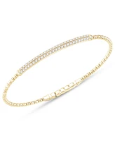 Diamond Double Row Pave Flexible Bangle Bracelet (1/2 ct. t.w.) in 10k Gold
