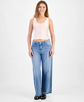 And Now This Women's Pointelle Cropped Lace-Trim Top, Exclusively at Macy's