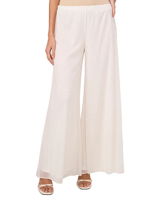 Msk Petite High-Rise Pull-On Palazzo Glitter Pants
