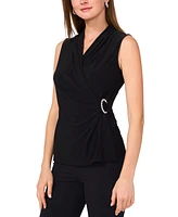 Msk Women's V-Neck Sleeveless Drape-Front Embellished Top