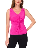 Msk Women's V-Neck Sleeveless Twist-Front Top