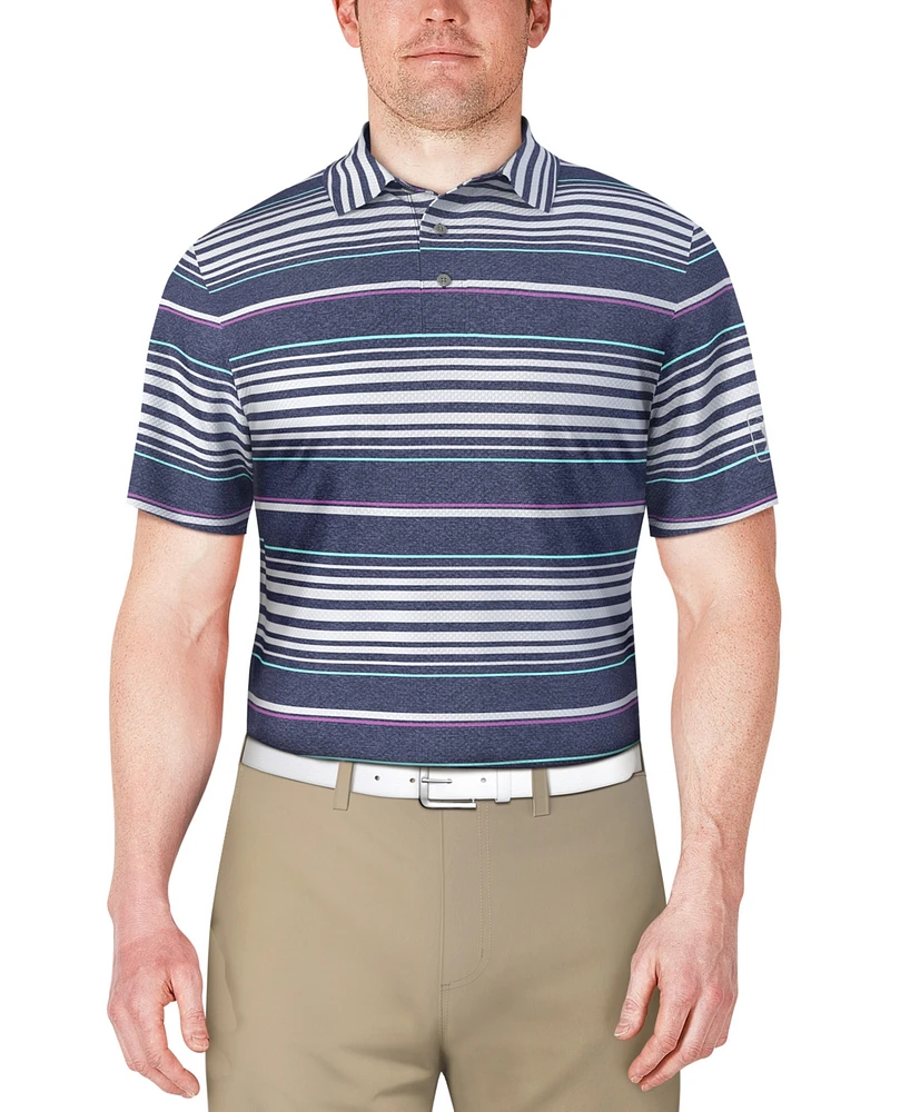 Pga Tour Men's Short Sleeve Striped Polo Shirt