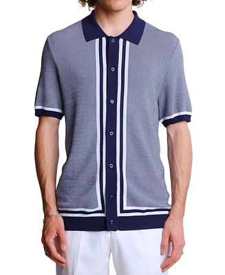 Paisley & Gray Men's Slim Fit Short Sleeve Full Placket Retro Polo Shirt