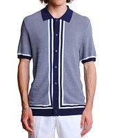 Paisley & Gray Men's Slim Fit Short Sleeve Full Placket Retro Polo Shirt