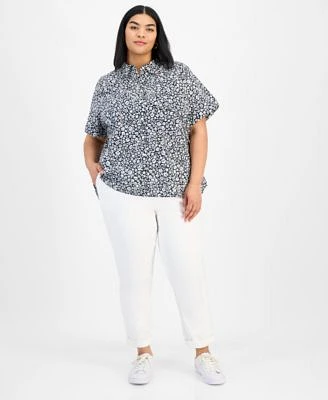 Tommy Hilfiger Plus Size Ditsy Print Camp Shirt Th Flex Hampton Chino Pants