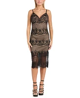 Morgan & Company Women's V-Neck Sleeveless Lace Midi Dress