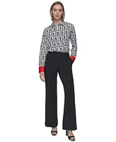 Karl Lagerfeld Paris Women's Geo-Print Contrast-Cuff Top