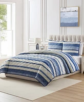 Seventh Studio Blue Stripe Pinsonic Microfiber -Pc. Quilt Set