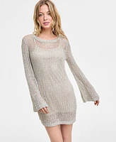 Bar Iii Women's Long-Sleeve Crochet Mini Dress, Exclusively at Macy's