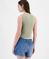Ultra Flirt Juniors' Button Front Ribbed Sweater Tank
