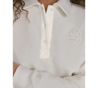Starter Women's Polo-Collar Long-Sleeve Sweatshirt