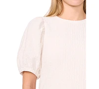 CeCe Women's Textured Puff-Sleeve Top