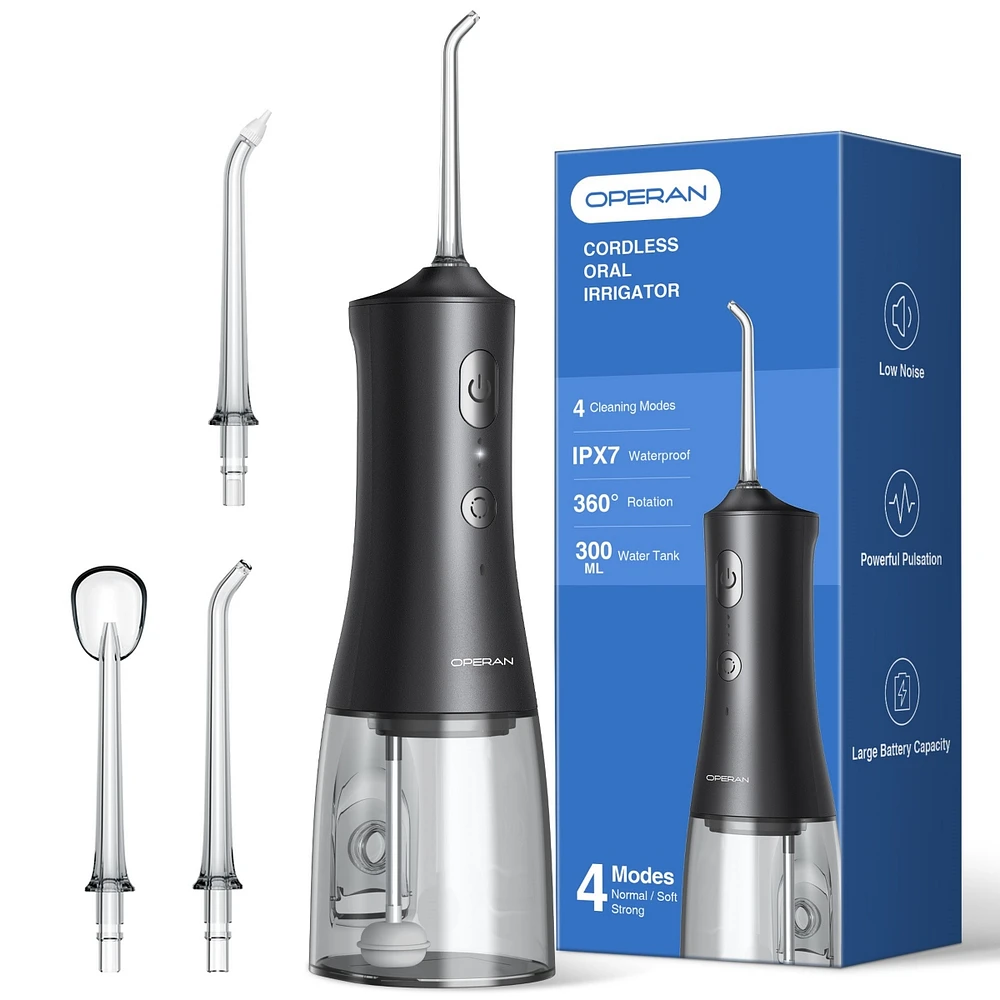 Operan 300ml Cordless Water Flosser with 4 Jet Tips, Portable Water Dental Flossers