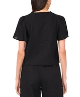 1.state Women's Tie-Front Flutter-Sleeve V-Neck Top