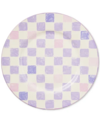 Mackenzie-Childs Lilac Check Dinner Plate
