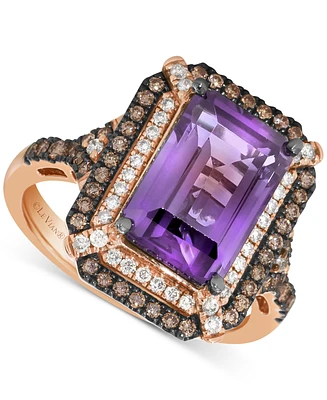 Le Vian Deep Sea Blue Topaz (3-7/8 ct. t.w.) & Diamond (5/8 Double Halo Ring 14k Rose Gold (Also Available White or Yello
