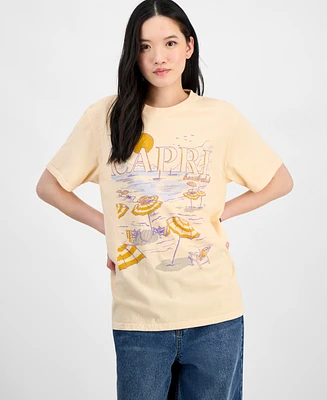 Rebellious One Juniors' Cotton Capri Beach Club Boyfriend T-Shirt