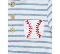 Little Me Baby Boys Cotton Baseball Bodysuit & Shorts, 2 Piece Set