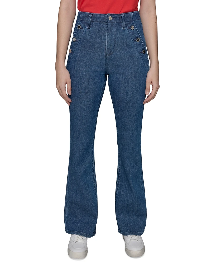 Karl Lagerfeld Paris Women's Nautical Sparkle-Button Jeans