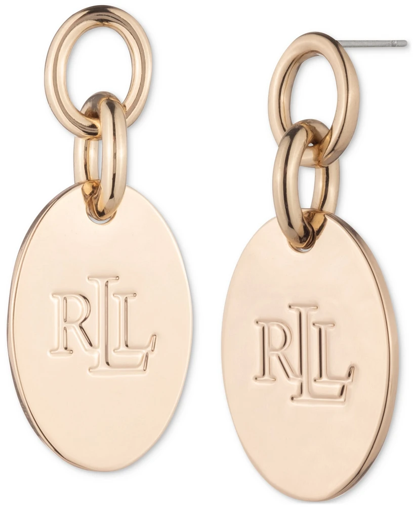 Lauren Ralph Lauren Polished Logo Oval Disc Link Drop Earrings